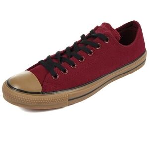 Converse All Star Low Top Wine Tan Gum Outsole Black Laces Dark Red Men's 13